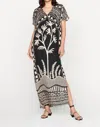 Marie Oliver Oliver Short-sleeve Printed Silk V-neck Kaftan In Black