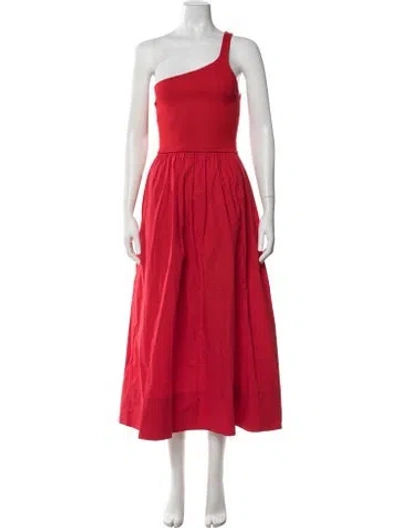 Pre-owned Marie Oliver One-shoulder Midi Length Dress In Red