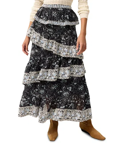 Marie Oliver Paislee Tiered Skirt In Black