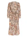 Marie Oliver Paisley-print Belted Maxi Dress In Brown