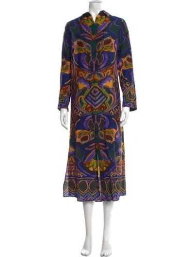 Pre-owned Marie Oliver Paisley Print Long Dress W/ Tags In Blue
