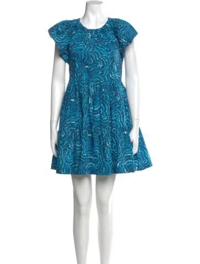 Pre-owned Marie Oliver Paisley Print Mini Dress In Blue