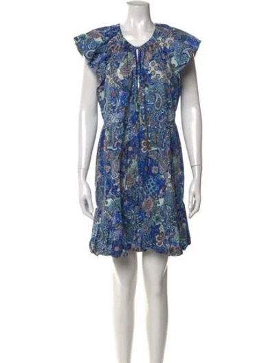 Pre-owned Marie Oliver Paisley Print Mini Dress In Blue