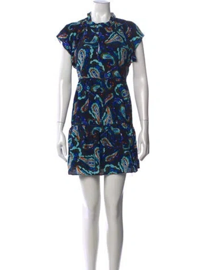 Pre-owned Marie Oliver Paisley Print Mini Dress In Blue