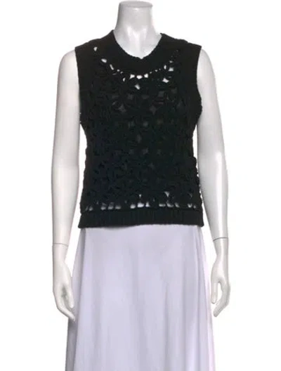 Pre-owned Marie Oliver Patterned Crew Neck Sweater In Black