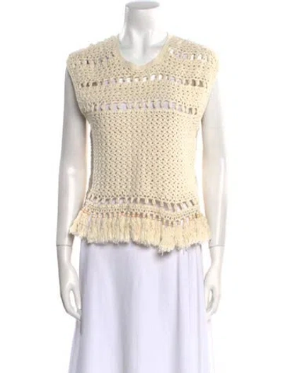 Pre-owned Marie Oliver Patterned Crew Neck Sweater In Neutral