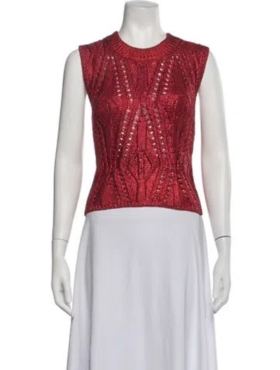 Pre-owned Marie Oliver Patterned Crew Neck Sweater W/ Tags In Red