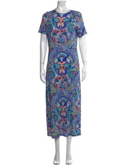 Pre-owned Marie Oliver Patterned Long Dress In Blue