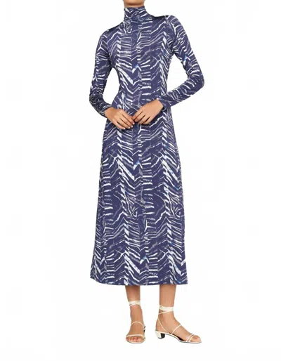 Marie Oliver Paxton Dress In Indigo Zebra In Blue