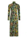 Marie Oliver Paxton Floral-print Turtleneck Midi Dress In Green
