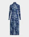 Marie Oliver Paxton Floral-print Turtleneck Midi Dress In Orion