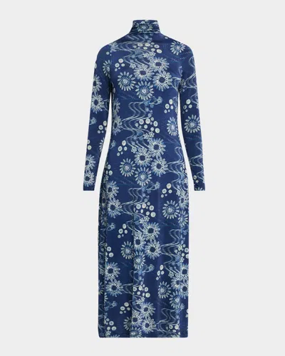 Marie Oliver Paxton Floral-print Turtleneck Midi Dress In Orion