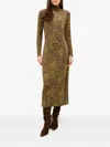 Marie Oliver Paxton Leopard-print Turtleneck Midi Dress In Animal Print