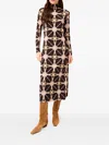 Marie Oliver Paxton Long-sleeves Patterned Midi Dress In Black