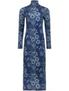 Marie Oliver Paxton Floral-print Turtleneck Midi Dress In Blau