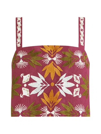 Marie Oliver Payton Embroidered Cropped Top In Purple