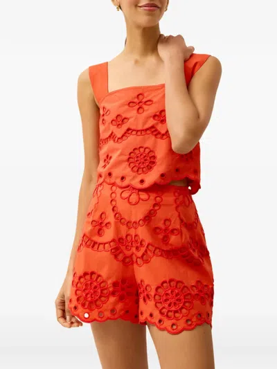 Marie Oliver Payton Eyelet-embroidered Top In Orange