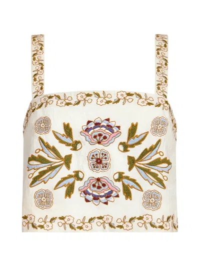 Marie Oliver Payton Floral Embroidered Top In Neutral