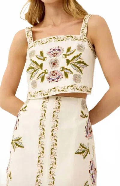 Marie Oliver Payton Floral Embroidery Top In Secret Garden In Neutral