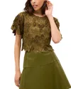 Marie Oliver Pelumi Embroidered Scallop-edge Blouse In Green