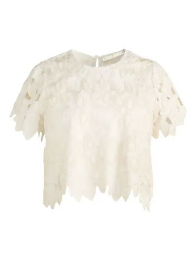 Marie Oliver Pelumi Embroidered Scallop-hem Top In White