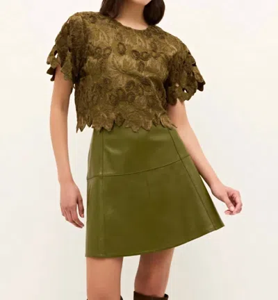 Marie Oliver Pelumi Embroidered Scallop-edge Blouse In Brown