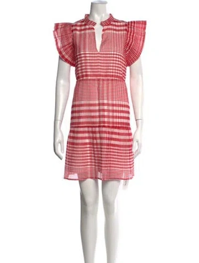 Pre-owned Marie Oliver Plaid Print Mini Dress In Red