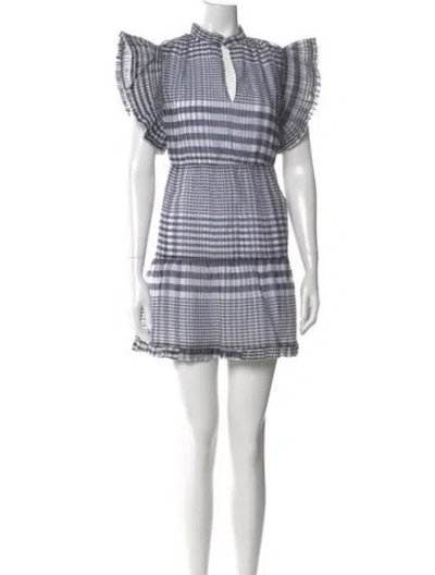 Pre-owned Marie Oliver Plaid Print Mini Dress W/ Tags In Blue