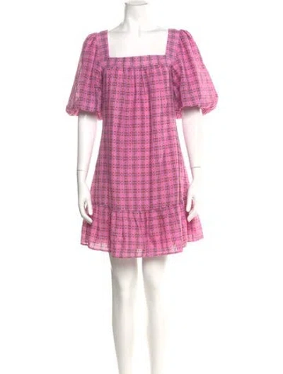 Pre-owned Marie Oliver Plaid Print Mini Dress W/ Tags In Pink