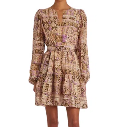 Marie Oliver Preston Dress In Amethyst Tile In Beige