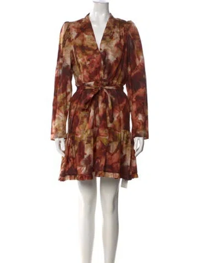 Pre-owned Marie Oliver Printed Knee-length Dress In Brown