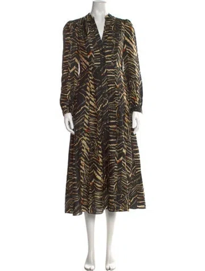 Pre-owned Marie Oliver Printed Long Dress In Black