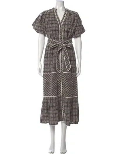 Pre-owned Marie Oliver Printed Long Dress In Gray