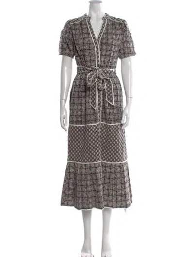 Pre-owned Marie Oliver Printed Long Dress In Gray
