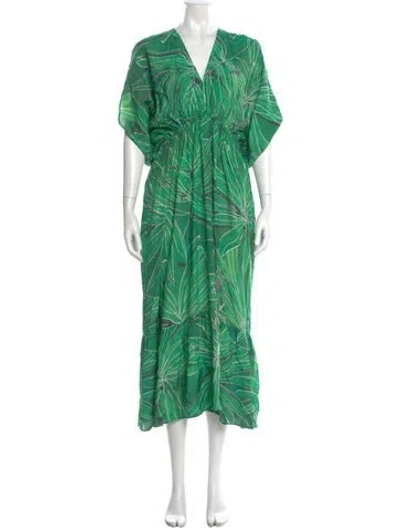 Pre-owned Marie Oliver Printed Long Dress In Green