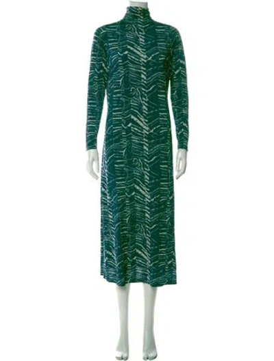 Pre-owned Marie Oliver Printed Long Dress In Green
