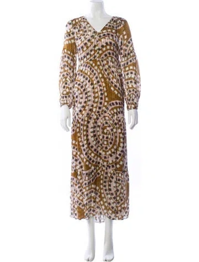 Pre-owned Marie Oliver Printed Long Dress In Neutral