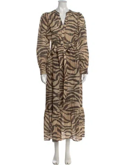 Pre-owned Marie Oliver Printed Long Dress In Neutral