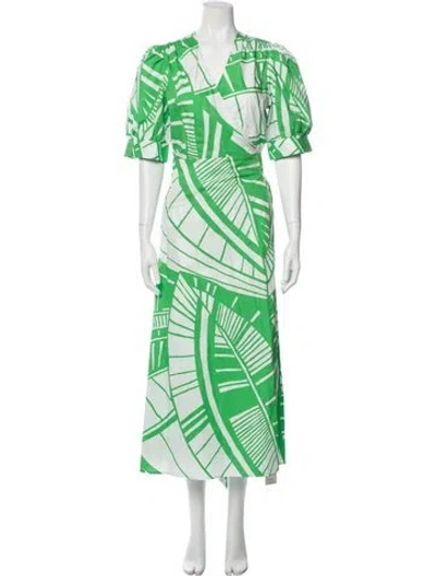 Pre-owned Marie Oliver Printed Long Dress W/ Tags In Green