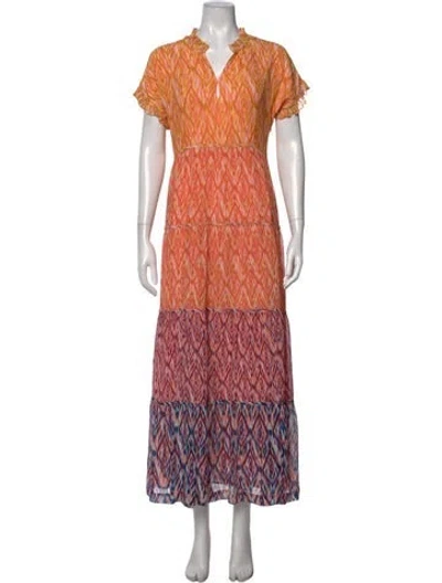 Pre-owned Marie Oliver Printed Long Dress In Yellow