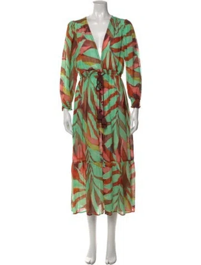 Pre-owned Marie Oliver Printed Midi Length Dress In Green