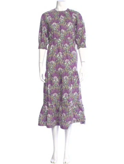 Pre-owned Marie Oliver Printed Midi Length Dress W/ Tags In Purple