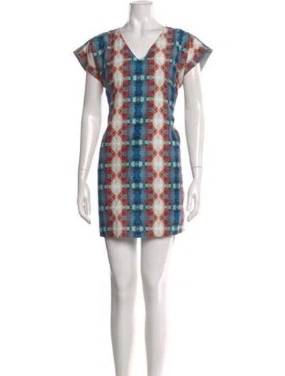 Pre-owned Marie Oliver Printed Mini Dress In Blue