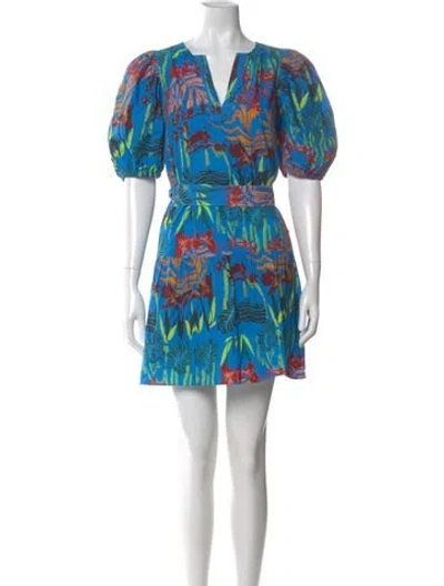 Pre-owned Marie Oliver Printed Mini Dress In Blue