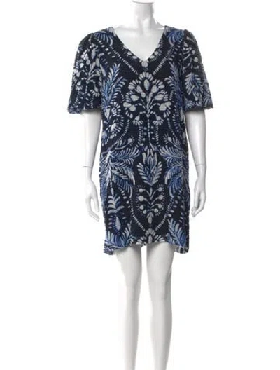 Pre-owned Marie Oliver Printed Mini Dress In Blue
