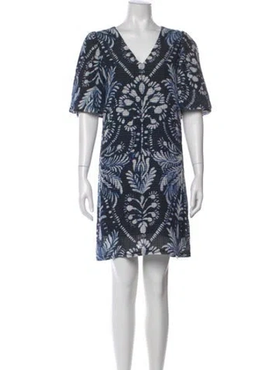 Pre-owned Marie Oliver Printed Mini Dress In Blue