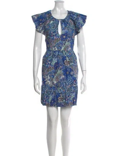 Pre-owned Marie Oliver Printed Mini Dress In Blue