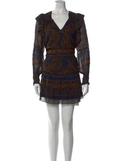 Pre-owned Marie Oliver Printed Mini Dress In Blue