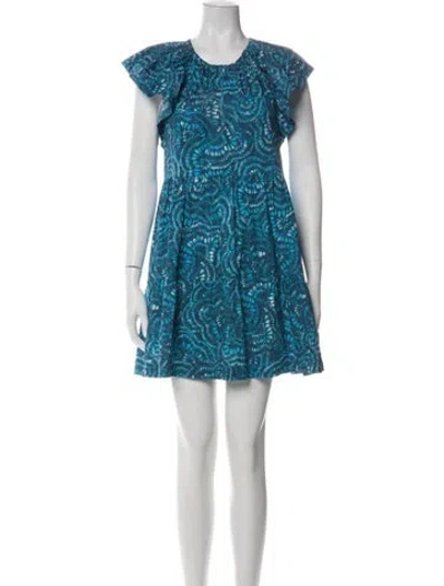 Pre-owned Marie Oliver Printed Mini Dress In Blue