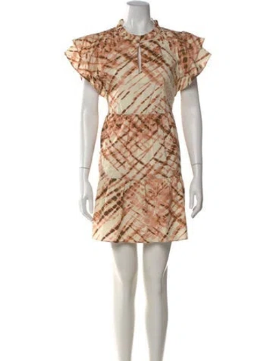 Pre-owned Marie Oliver Printed Mini Dress In Brown